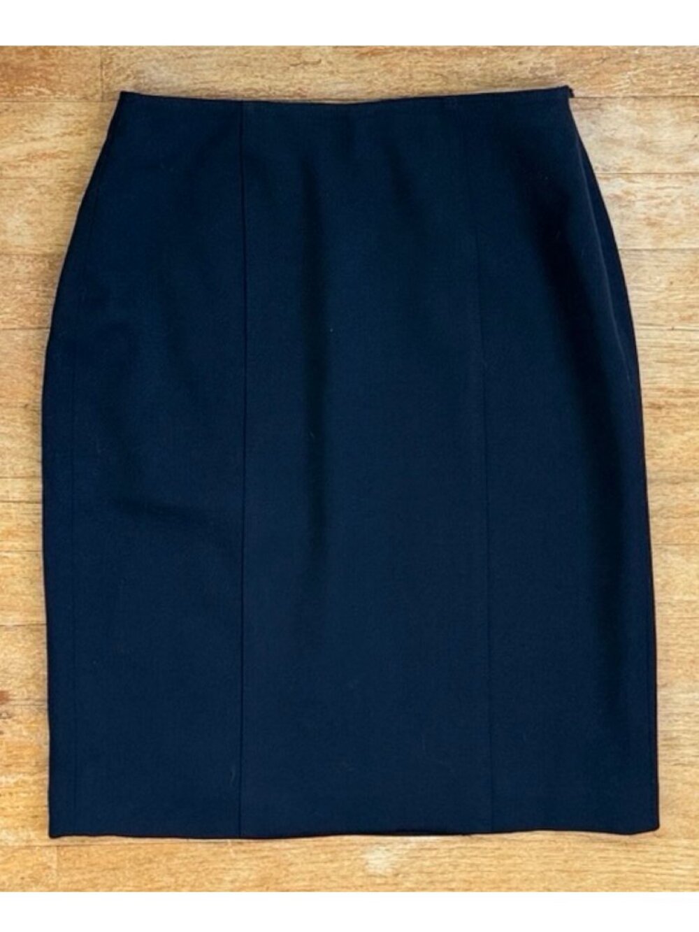 Vintage Black Wool Skirt Size Small 26" Waist 90s Twill Straight Cut Minimalist